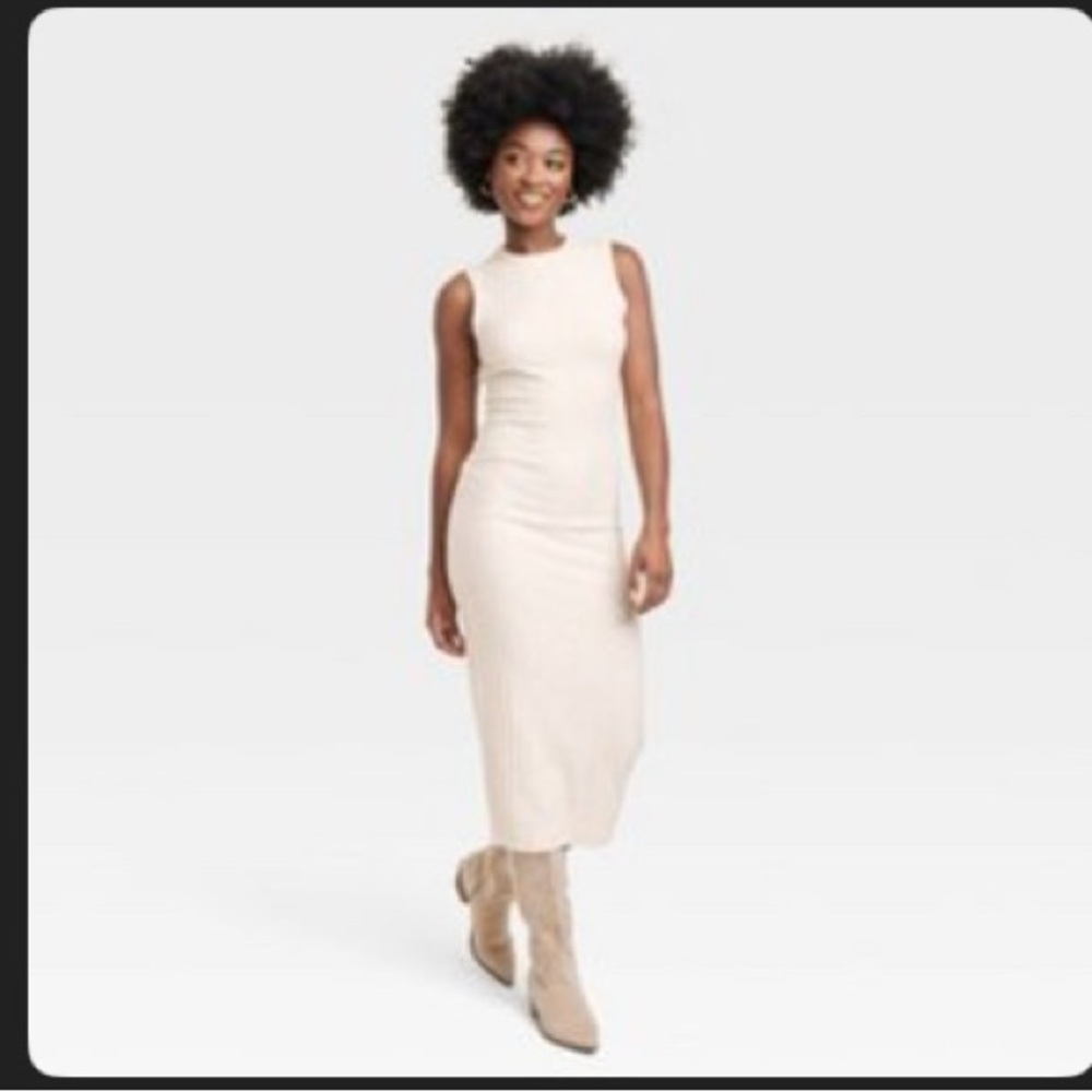Universal Thread cream ribbed sleeveless maxi sweater dress size large